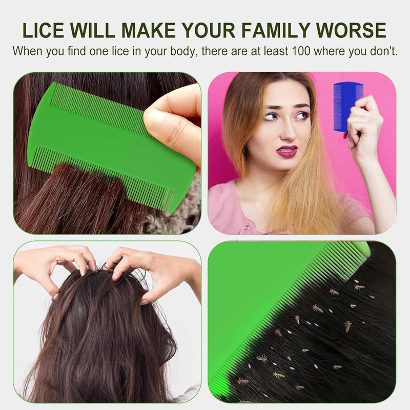 RIANZ® Double-Sided Lice Comb for Kids & Adults – Fine Tooth Plastic Hair Comb for Lice, Dandruff & Nit Removal – Reusable, Gentle Scalp Care – Multicolor (Pack of 2) - Image 3